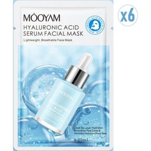 Masque facial au serum d'Acide Hyaluronique- lot de 6